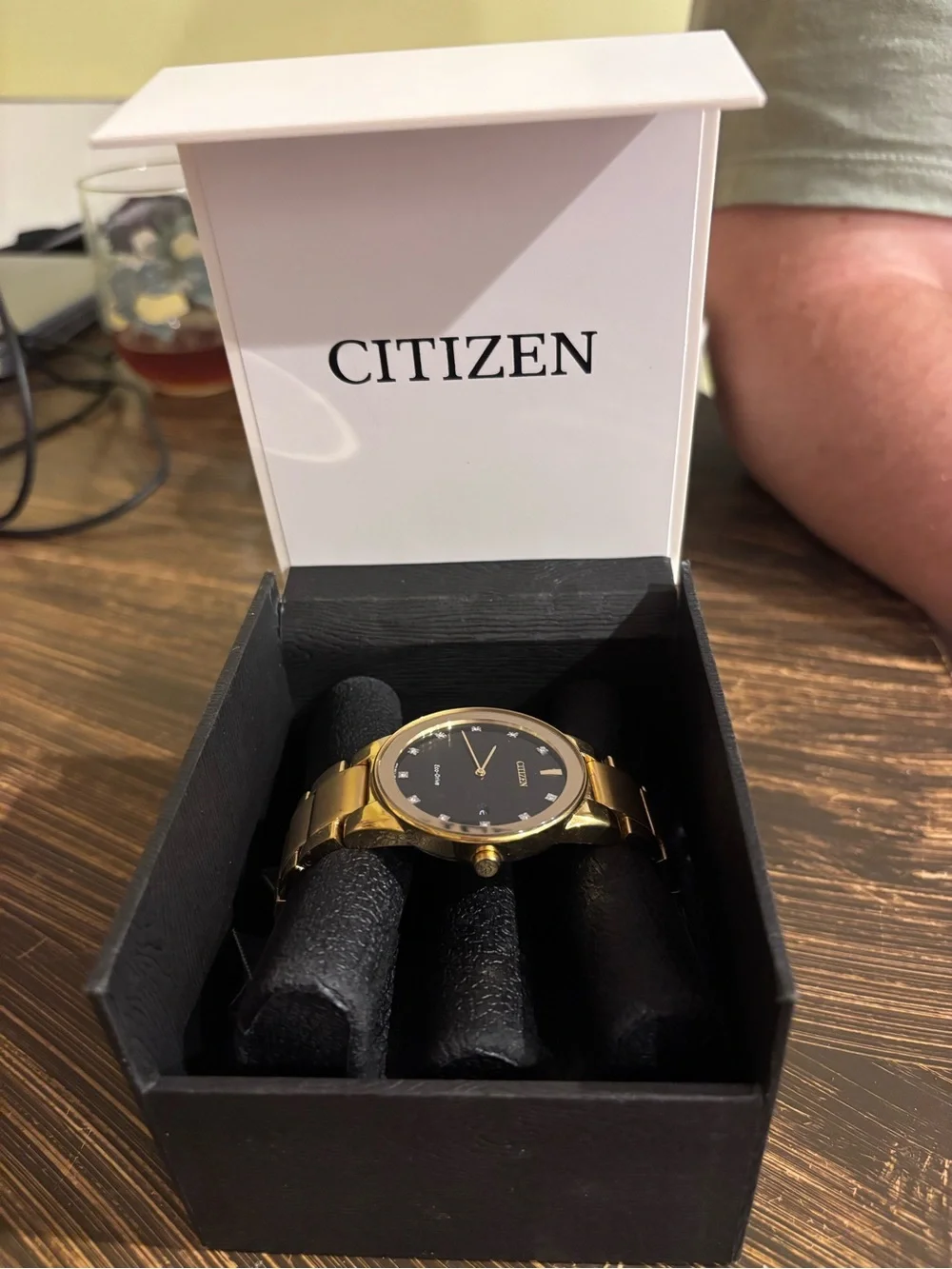 Citizen Axiom Eco-Drive Watch with Black Dial and Crystal Markers